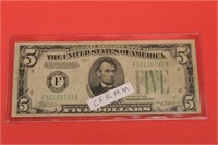 Error U.S Currency 1934 $5 note with
