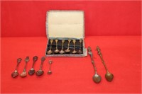 13 Old Spoons: set of 6 in box, 2 Rolex, 1-