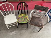 3 painted Chairs