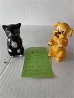 Vintage F&F Mold & Die Cat & Dog Salt & Pepper Set