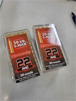 X2  50 rd boxes Hornady V Max 22 mag ammo 100 rds