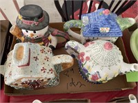 2 Flats of Holiday Teapots & More