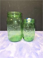 2 green Ball jars