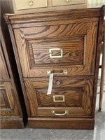 Oak 2 Drawer Filing Cabinet w/ Key