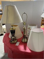 2 Lamps w nice shades and 2 extra nice shades