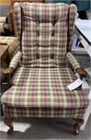 Plaid Vintage Wingback Chair