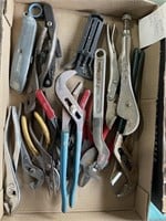 Flat of Pliers, vice grips, tools