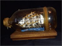 Vintage Ship in a Bottle Display