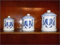 (3) 1996 Heart Motif Canisters