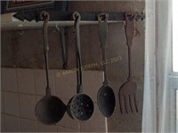 Collection of Hanging CAST IRON Kitchen Tools