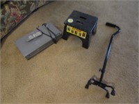 small stool,dvd player & cane