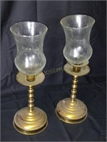 Pair of Metal Brass Candleholders Decor