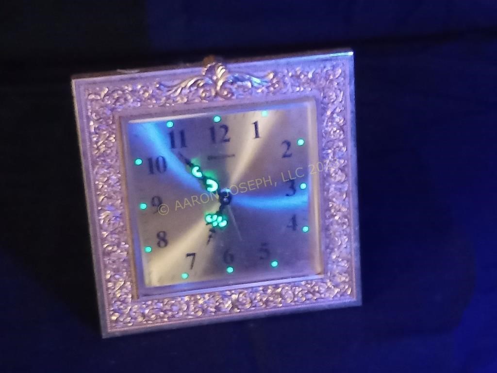 Mechanical BULOVA Ornate Golden Nightstand Clock
