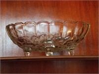 Vintage Clear Glass Footed Fruit Bowl