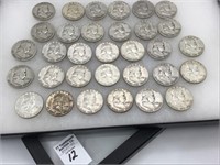 Collection of 32-1951 Ben Franklin Half Dollars