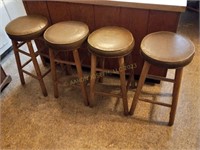 Set of 4 Wood Barstools