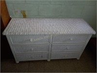 White Wicker 6 Drawer Dresser