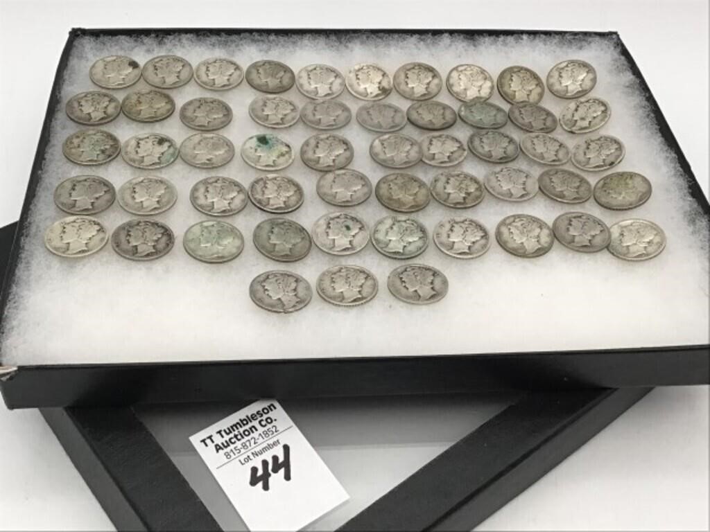 Collection of 53-1920's Silver Mercury Dimes