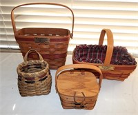 4 Longaberger Handmade Baskets