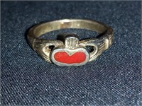 925 Stamped Crowned Heart Ring
