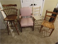 Ethan Allen swivel telephone chair & 3 chairs
