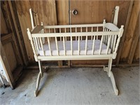 Vintage White Baby Cradle Crib