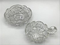 Lot of 2 Cut Glass Dishes Including 8 Inch