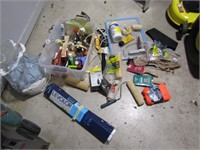 tote,partial chemicals,paint brushes & misc items