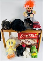 Assorted Stuffed Animals Game & Rolling Cart