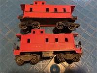 2 red caboose train cars O gauge 1 is lionel