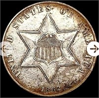 1862 Silver Three Cent - NU