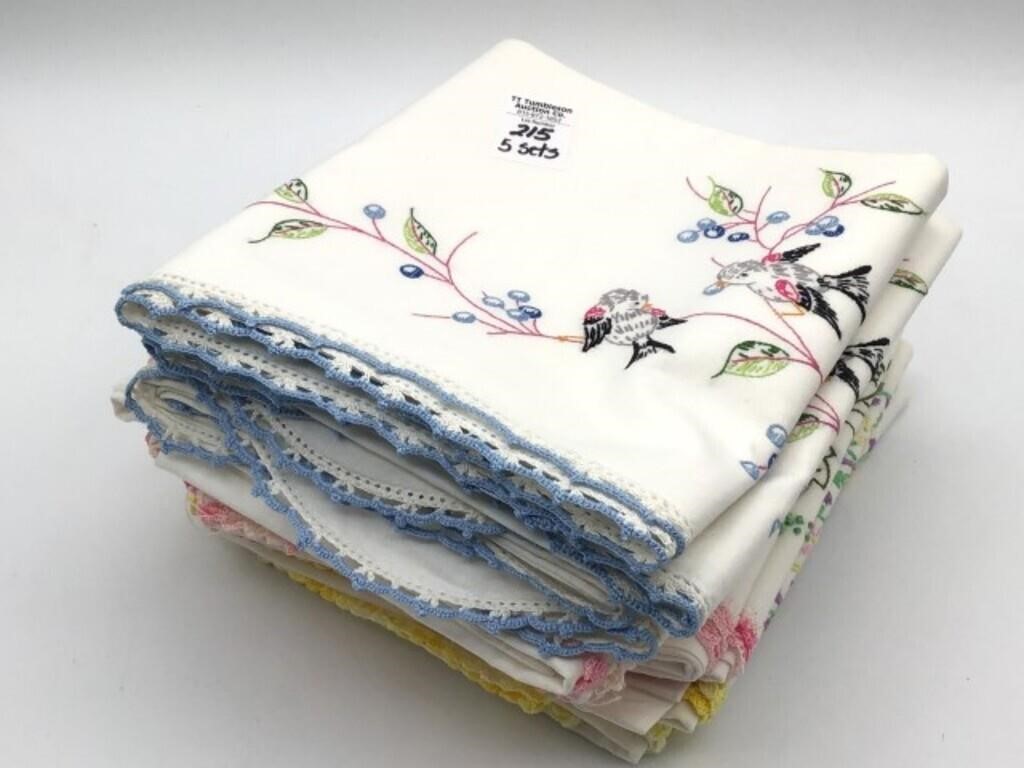 5 Sets of Various Embroidered Pillowcases