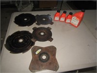 4 jugs of 2 cycle engine oil & blades