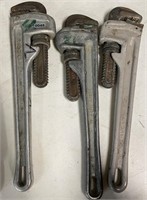 Lot of Three Pipe Wrenches