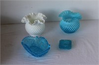 White Hobnail Glass Vase, Blue Hobnail Vase, More
