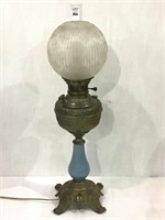Metal Base Banquet Lamp w/ Etched Satin Glass