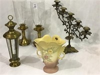 Lot of 5 Including 3-Decorative Brass Candle