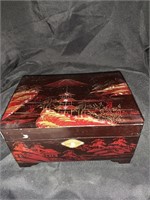 ASIAN LACQUER MUSICAL JEWELRY BOX - 8.5 X 6 X 4 “