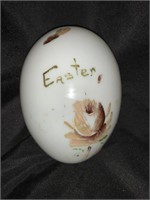 6 “ ANTIQUE MILK-GLASS PAINTED EASTER EGG