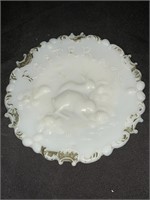 ANTIQUE MILK-GLASS 6 " EMBOSSED EASTER PLATE