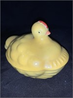 VINTAGE YELLOW CHICK CANDY DISH - 5 X 4 X 3.5 “