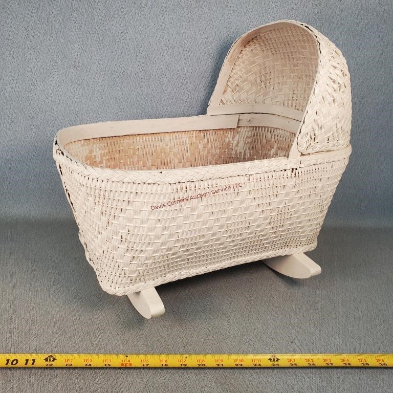 Wicker Doll Rocking Cradle