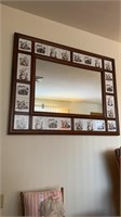 Early American tile wood framed mirror 54 by 42