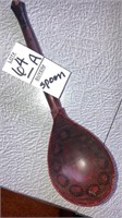 Antique hand carved decorated wooden spoon