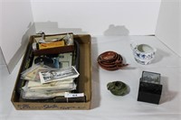 Box of collectibles and paper goods