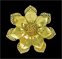 Large Barrera Gold Tone Flower Brooch