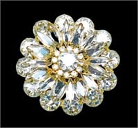 Vintage Crystal Rhinestone Tiered Brooch