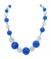 Czech Crystal & Faceted Blue Bead Necklace