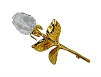 Swan Swarovski Crystal Rose Bud Brooch