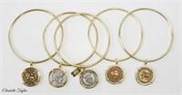 Elizabeth Taylor Coin Dangle Bracelet Set